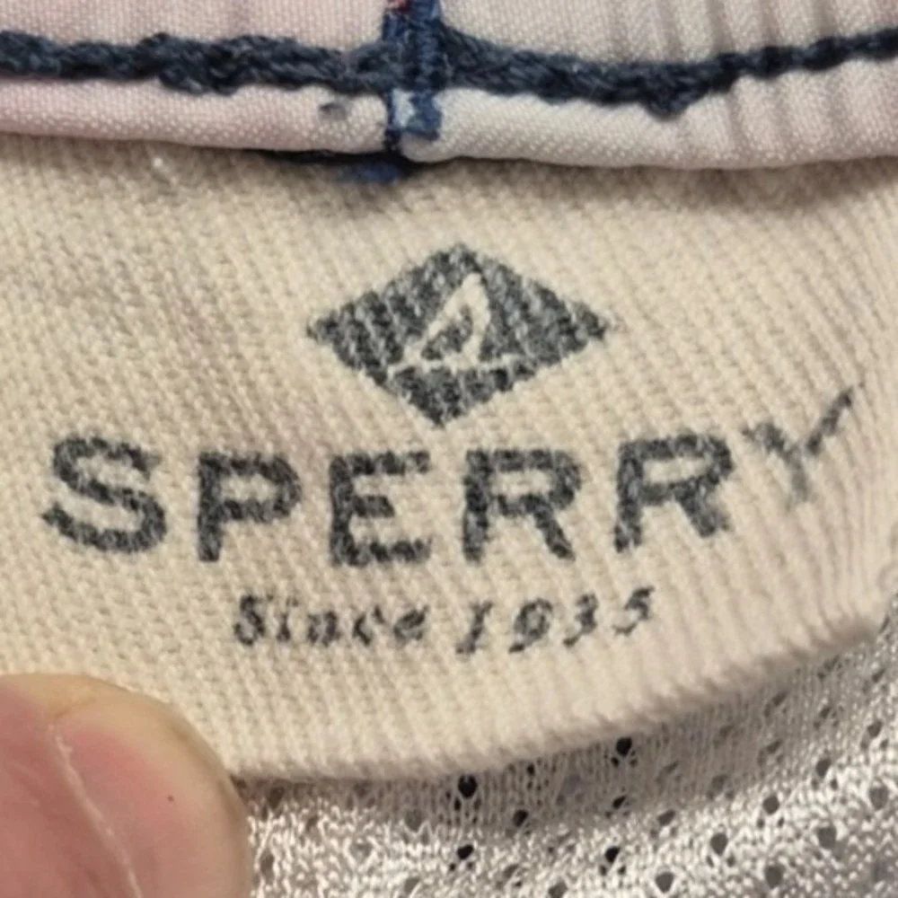 Sperry men's navy blue floral print swim trunks XL drawstring mesh lining pocket